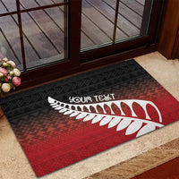 Red Silver Fern Spirit Taniko Tukutuku Personalised Rubber Doormat LT9 - Polynesian Pride