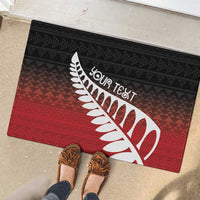 Red Silver Fern Spirit Taniko Tukutuku Personalised Rubber Doormat LT9 - Polynesian Pride