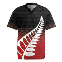Red Silver Fern Spirit Taniko Tukutuku Personalised Rugby Jersey LT9 Red - Polynesian Pride