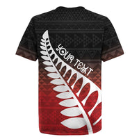 Red Silver Fern Spirit Taniko Tukutuku Personalised Rugby Jersey LT9 - Polynesian Pride