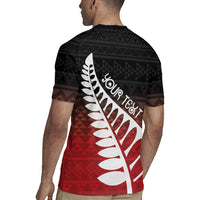 Red Silver Fern Spirit Taniko Tukutuku Personalised Rugby Jersey LT9 - Polynesian Pride