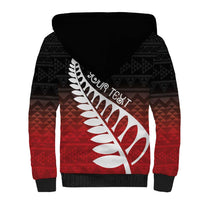 Red Silver Fern Spirit Taniko Tukutuku Personalised Sherpa Hoodie LT9 - Polynesian Pride