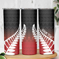 Red Silver Fern Spirit Taniko Tukutuku Personalised Skinny Tumbler