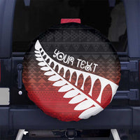 Red Silver Fern Spirit Taniko Tukutuku Personalised Spare Tire Cover