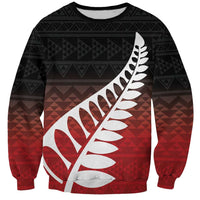 Red Silver Fern Spirit Taniko Tukutuku Personalised Sweatshirt LT9 Unisex Red - Polynesian Pride