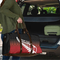 Red Silver Fern Spirit Taniko Tukutuku Personalised Travel Bag - Polynesian Pride