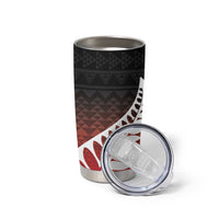 Red Silver Fern Spirit Taniko Tukutuku Personalised Tumbler Cup LT9 - Polynesian Pride