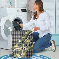 Aloha Puakenikeni Anthurium Pikake Lei Laundry Basket Black Hawaiian Palaka Pattern