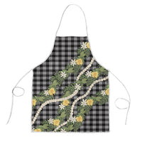 Aloha Puakenikeni Anthurium Pikake Lei Apron Black Hawaiian Palaka Pattern