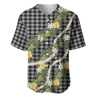Aloha Puakenikeni Anthurium Pikake Lei Baseball Jersey Black Hawaiian Palaka Pattern