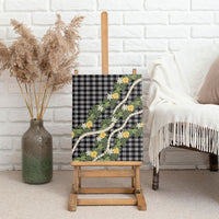 Aloha Puakenikeni Anthurium Pikake Lei Canvas Wall Art Black Hawaiian Palaka Pattern
