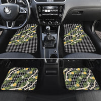 Aloha Puakenikeni Anthurium Pikake Lei Car Mats Black Hawaiian Palaka Pattern LT9 Set 4pcs Black - Polynesian Pride