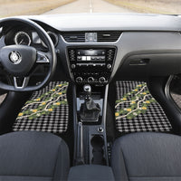 Aloha Puakenikeni Anthurium Pikake Lei Car Mats Black Hawaiian Palaka Pattern LT9 Set 2pcs - Front Black - Polynesian Pride