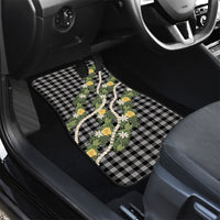 Aloha Puakenikeni Anthurium Pikake Lei Car Mats Black Hawaiian Palaka Pattern LT9 - Polynesian Pride
