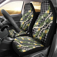 Aloha Puakenikeni Anthurium Pikake Lei Car Seat Cover Black Hawaiian Palaka Pattern