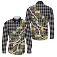 Aloha Puakenikeni Anthurium Pikake Lei Family Matching Long Sleeve Bodycon Dress and Hawaiian Shirt Black Hawaiian Palaka Pattern LT9 Dad's Shirt - Long Sleeve Black - Polynesian Pride