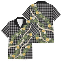 Aloha Puakenikeni Anthurium Pikake Lei Family Matching Off The Shoulder Long Sleeve Dress and Hawaiian Shirt Black Hawaiian Palaka Pattern LT9 Dad's Shirt - Short Sleeve Black - Polynesian Pride