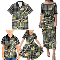 Aloha Puakenikeni Anthurium Pikake Lei Family Matching Puletasi and Hawaiian Shirt Black Hawaiian Palaka Pattern LT9 - Polynesian Pride