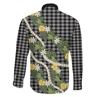 Aloha Puakenikeni Anthurium Pikake Lei Family Matching Puletasi and Hawaiian Shirt Black Hawaiian Palaka Pattern LT9 Son's Shirt Black - Polynesian Pride