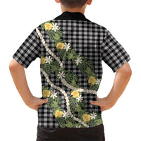Aloha Puakenikeni Anthurium Pikake Lei Hawaiian Shirt Black Hawaiian Palaka Pattern