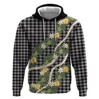 Aloha Puakenikeni Anthurium Pikake Lei Hoodie Black Hawaiian Palaka Pattern LT9 Pullover Hoodie Black - Polynesian Pride
