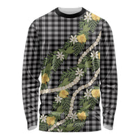Aloha Puakenikeni Anthurium Pikake Lei Long Sleeve Shirt Black Hawaiian Palaka Pattern