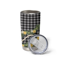 Aloha Puakenikeni Anthurium Pikake Lei Tumbler Cup Black Hawaiian Palaka Pattern
