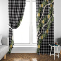 Aloha Puakenikeni Anthurium Pikake Lei Window Curtain Black Hawaiian Palaka Pattern