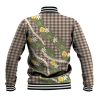 Aloha Puakenikeni Anthurium Pikake Lei Baseball Jacket Chocolate Hawaiian Palaka Pattern
