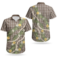 Aloha Puakenikeni Anthurium Pikake Lei Couples Matching Summer Maxi Dress and Hawaiian Shirt Chocolate Hawaiian Palaka Pattern LT9 - Polynesian Pride