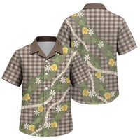 Aloha Puakenikeni Anthurium Pikake Lei Family Matching Off The Shoulder Long Sleeve Dress and Hawaiian Shirt Chocolate Hawaiian Palaka Pattern LT9 Son's Shirt Chocolate - Polynesian Pride