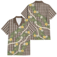 Aloha Puakenikeni Anthurium Pikake Lei Family Matching Puletasi and Hawaiian Shirt Chocolate Hawaiian Palaka Pattern LT9 Dad's Shirt - Short Sleeve Chocolate - Polynesian Pride