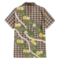 Aloha Puakenikeni Anthurium Pikake Lei Family Matching Puletasi and Hawaiian Shirt Chocolate Hawaiian Palaka Pattern LT9 Dad's Shirt - Long Sleeve Chocolate - Polynesian Pride