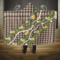Aloha Puakenikeni Anthurium Pikake Lei Hooded Blanket Chocolate Hawaiian Palaka Pattern