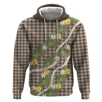 Aloha Puakenikeni Anthurium Pikake Lei Hoodie Chocolate Hawaiian Palaka Pattern LT9 Pullover Hoodie Chocolate - Polynesian Pride