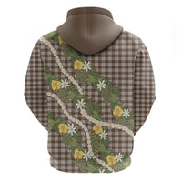 Aloha Puakenikeni Anthurium Pikake Lei Hoodie Chocolate Hawaiian Palaka Pattern LT9 - Polynesian Pride