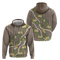 Aloha Puakenikeni Anthurium Pikake Lei Hoodie Chocolate Hawaiian Palaka Pattern LT9 - Polynesian Pride