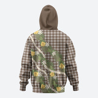 Aloha Puakenikeni Anthurium Pikake Lei Hoodie Chocolate Hawaiian Palaka Pattern LT9 - Polynesian Pride