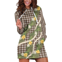 Aloha Puakenikeni Anthurium Pikake Lei Hoodie Dress Chocolate Hawaiian Palaka Pattern LT9 Chocolate - Polynesian Pride