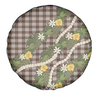 Aloha Puakenikeni Anthurium Pikake Lei Spare Tire Cover Chocolate Hawaiian Palaka Pattern