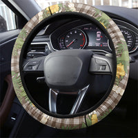 Aloha Puakenikeni Anthurium Pikake Lei Steering Wheel Cover Chocolate Hawaiian Palaka Pattern