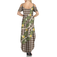 Aloha Puakenikeni Anthurium Pikake Lei Summer Maxi Dress Chocolate Hawaiian Palaka Pattern LT9 - Polynesian Pride