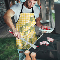 Aloha Puakenikeni Anthurium Pikake Lei Apron Gold Hawaiian Palaka Pattern
