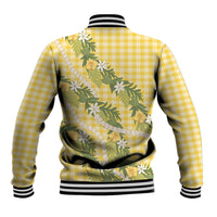 Aloha Puakenikeni Anthurium Pikake Lei Baseball Jacket Gold Hawaiian Palaka Pattern