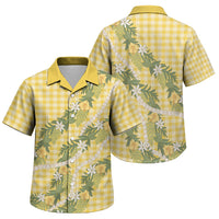 Aloha Puakenikeni Anthurium Pikake Lei Family Matching Mermaid Dress and Hawaiian Shirt Gold Hawaiian Palaka Pattern LT9 Son's Shirt Gold - Polynesian Pride