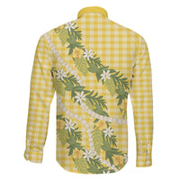 Aloha Puakenikeni Anthurium Pikake Lei Family Matching Puletasi and Hawaiian Shirt Gold Hawaiian Palaka Pattern LT9 Son's Shirt Gold - Polynesian Pride