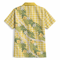 Aloha Puakenikeni Anthurium Pikake Lei Hawaiian Shirt Gold Hawaiian Palaka Pattern LT9 - Polynesian Pride