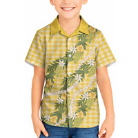 Aloha Puakenikeni Anthurium Pikake Lei Hawaiian Shirt Gold Hawaiian Palaka Pattern LT9 - Polynesian Pride