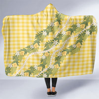 Aloha Puakenikeni Anthurium Pikake Lei Hooded Blanket Gold Hawaiian Palaka Pattern