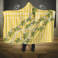 Aloha Puakenikeni Anthurium Pikake Lei Hooded Blanket Gold Hawaiian Palaka Pattern